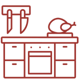 Red kitchen counter illustration