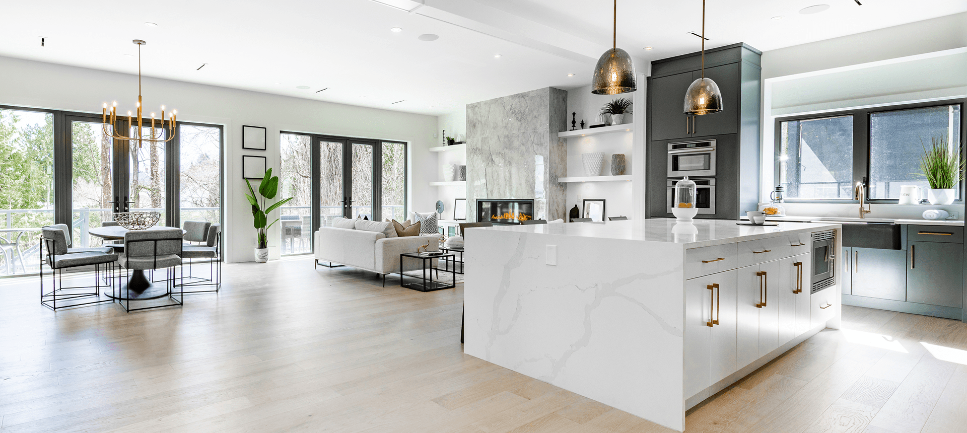 Modern open-concept kitchen and living area