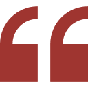 Red quote icon against dark backdrop